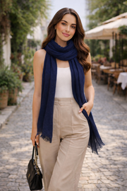 Bambu Kraş Şal (Pamuklu - Ütü Gerektirmeyen Kırışık Doku)