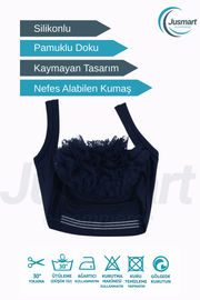 Pamuklu Fırfırlı Topuz Bonesi (Kaymaz - Dikişsiz - Silikonlu)