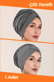 Çift Taraflı Kullanılabilen Sandy Tesettür Bone (Gri)
