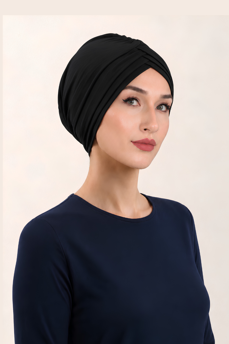 Çapraz 3 Bantlı Tesettür Bonesi (Siyah)