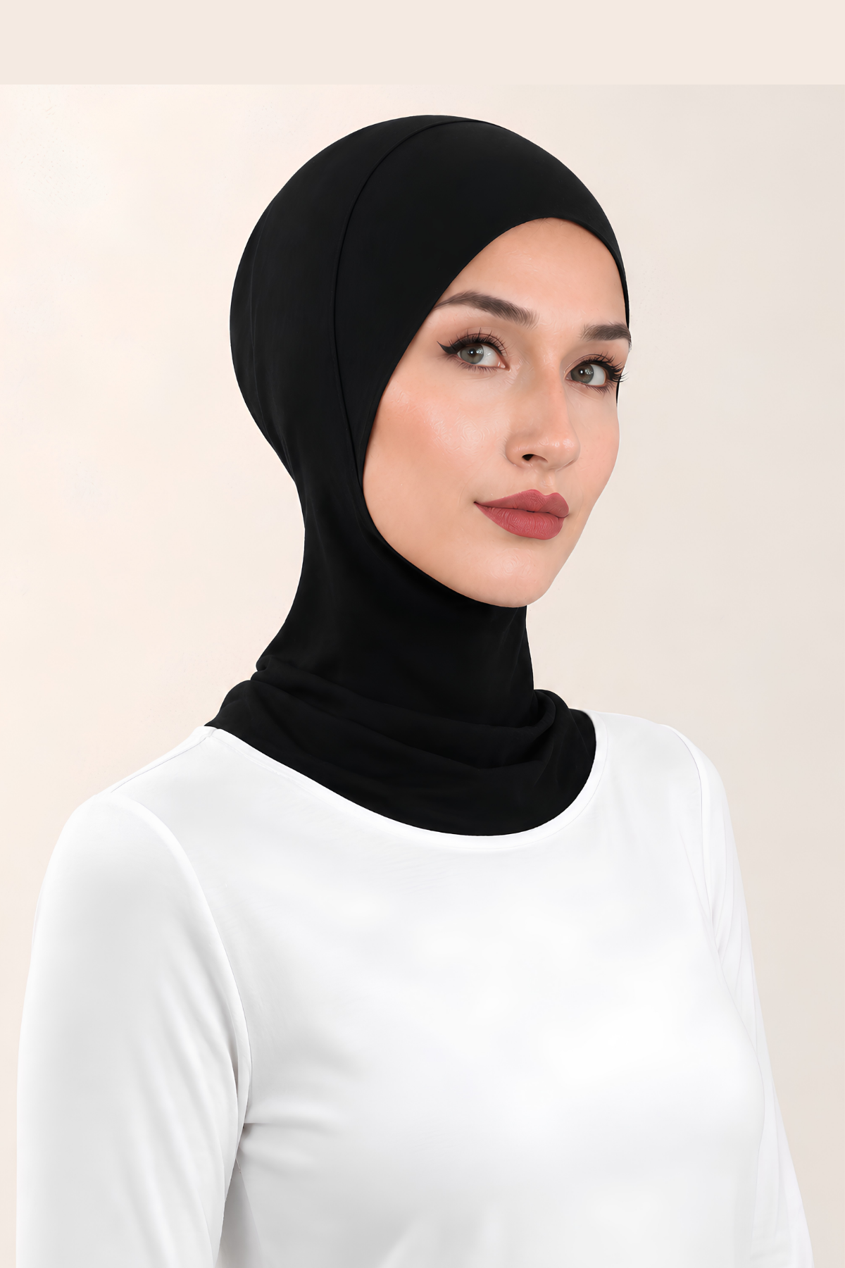 Pamuklu Boyunluklu Tesettür Hijap Bone ( Siyah )