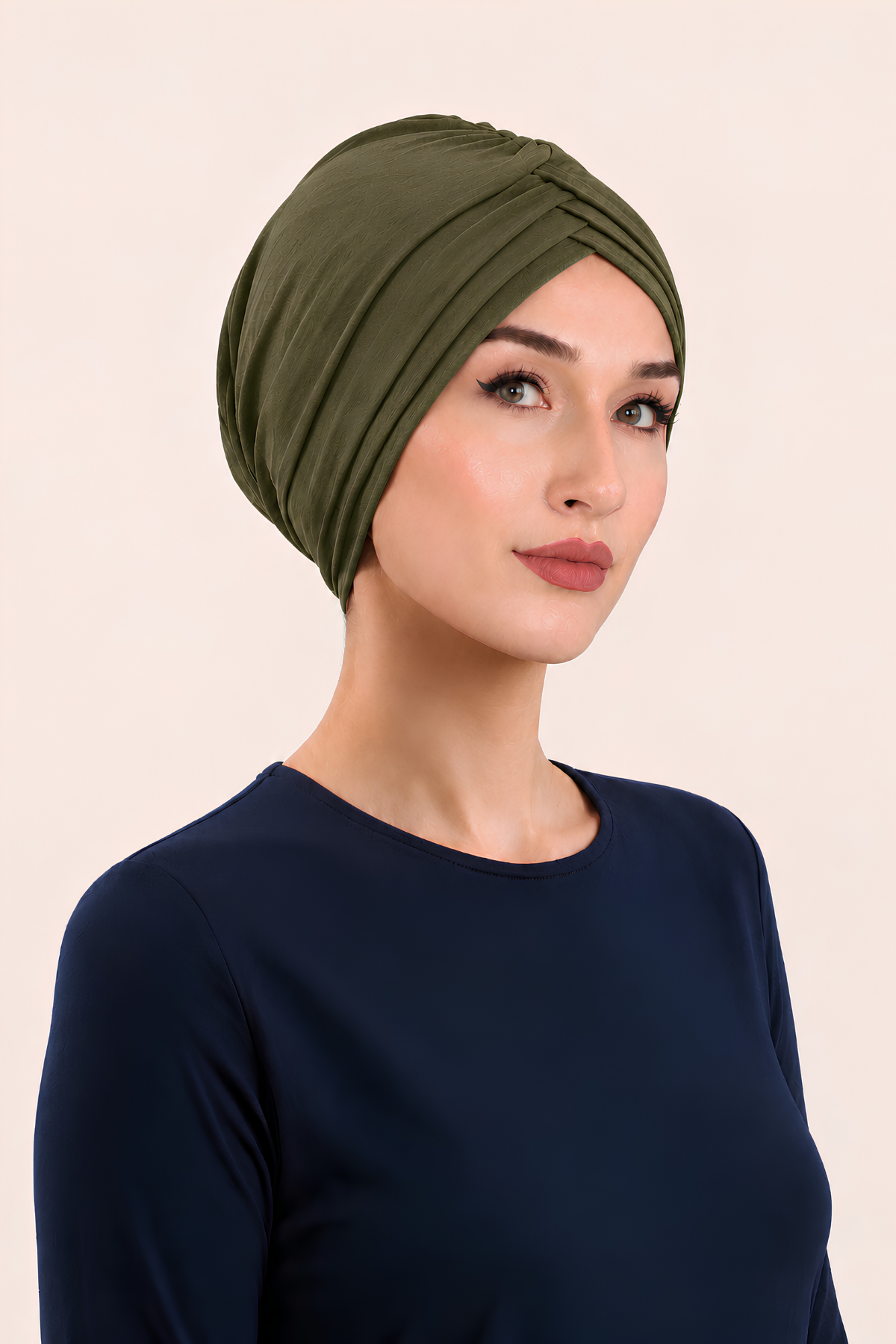 Çapraz 3 Bantlı Tesettür Bonesi (Haki)