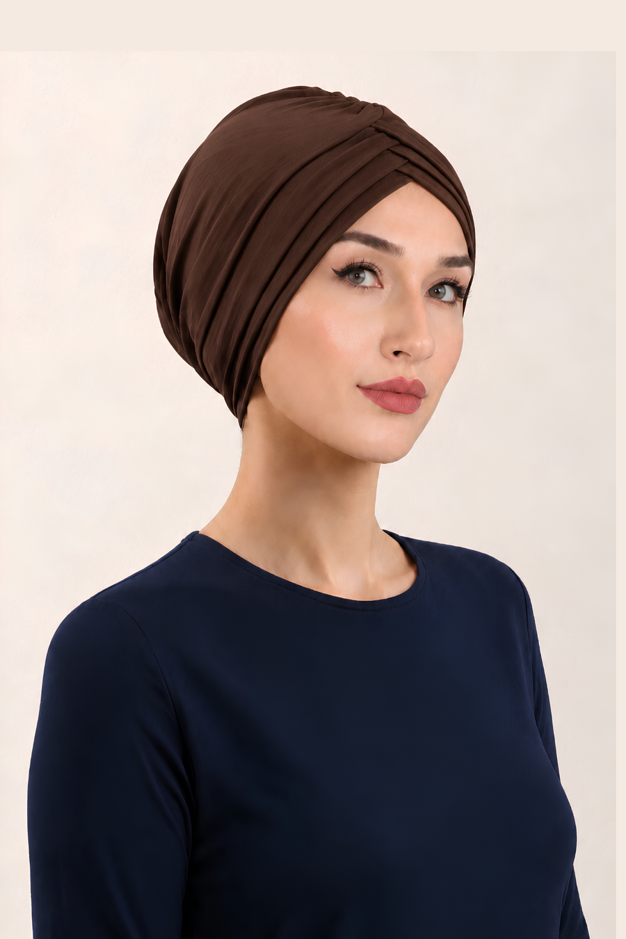 Çapraz 3 Bantlı Tesettür Bonesi (Kahverengi)