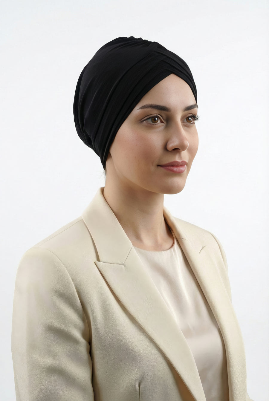 Çapraz 3 Bantlı Tesettür Bonesi (Siyah)