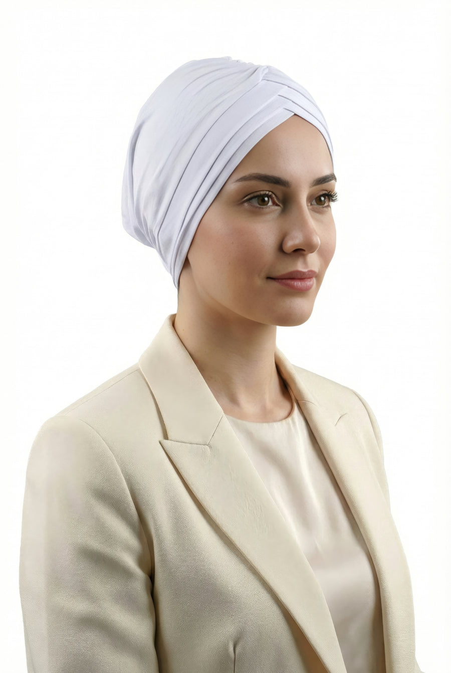 Çapraz 3 Bantlı Tesettür Bonesi (Beyaz)