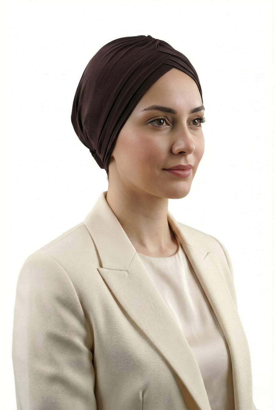 Çapraz 3 Bantlı Tesettür Bonesi (Kahverengi)