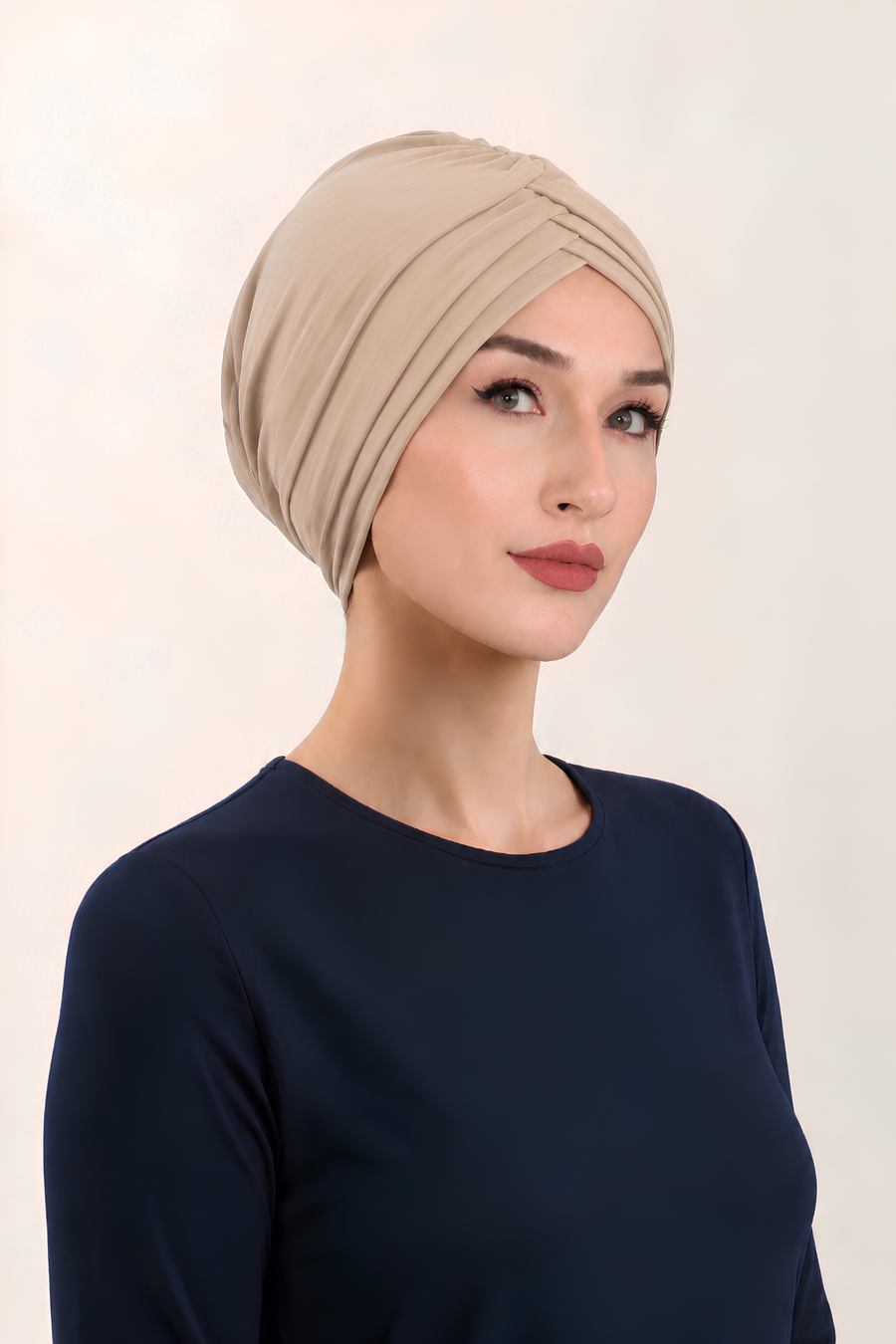 Çapraz 3 Bantlı Tesettür Bonesi (Bej)