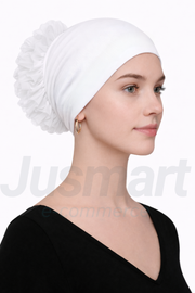 Pamuklu Fırfırlı Topuz Bonesi (Kaymaz - Dikişsiz - Silikonlu)