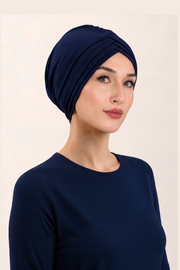Çapraz 3 Bantlı Tesettür Bonesi (Lacivert)