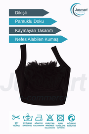 Dikişli Fırfırlı Topuz Bonesi ( Pamuklu - Kaymayan Tasarım )