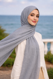 Bambu Kraş Şal (Pamuklu - Ütü Gerektirmeyen Kırışık Doku)