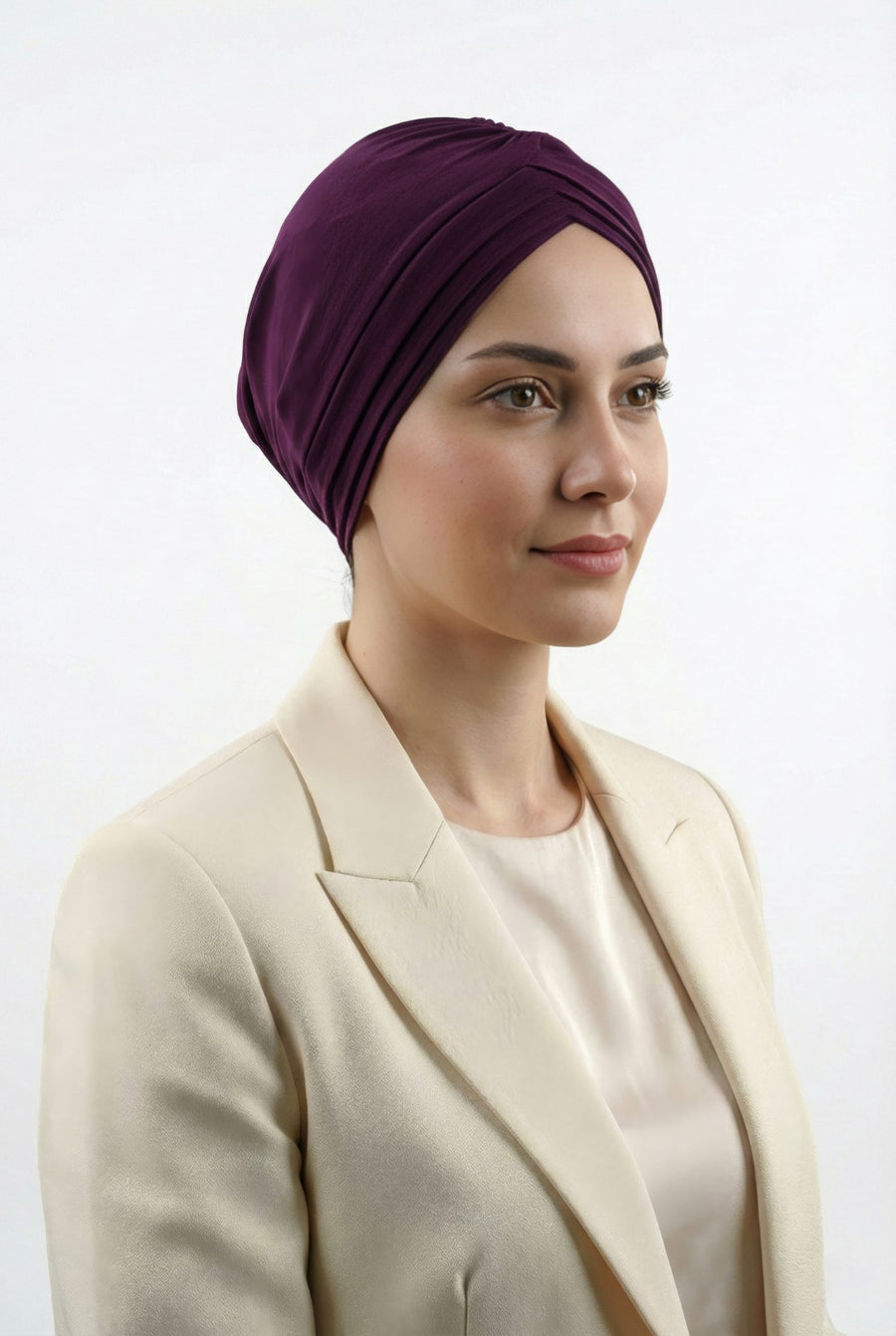 Çapraz 3 Bantlı Tesettür Bonesi (Mürdüm)