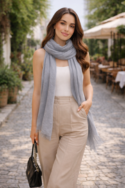 Bambu Kraş Şal (Pamuklu - Ütü Gerektirmeyen Kırışık Doku)