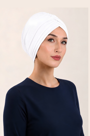 Çapraz 3 Bantlı Tesettür Bonesi (Beyaz)
