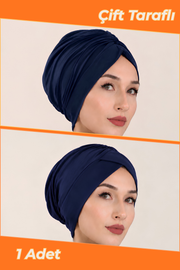Çift Taraflı Kullanılabilen Sandy Tesettür Bone (Lacivert)