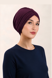 Çapraz 3 Bantlı Tesettür Bonesi (Mürdüm)