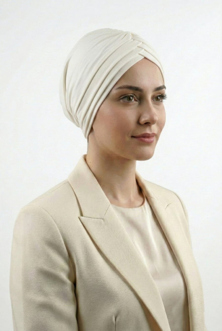 Çapraz 3 Bantlı Tesettür Bonesi (Ekru)