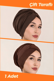Çift Taraflı Kullanılabilen Sandy Tesettür Bone (Kahverengi)
