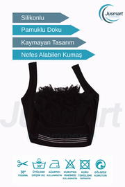 Pamuklu Fırfırlı Topuz Bonesi (Kaymaz - Dikişsiz - Silikonlu)